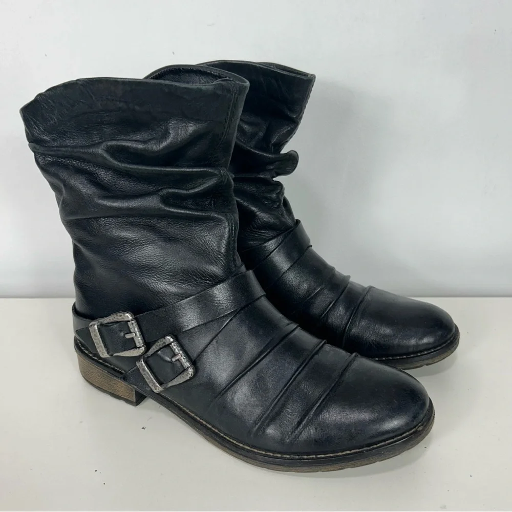 REMONTE black leather moto combat boots - Picture 1 of 11